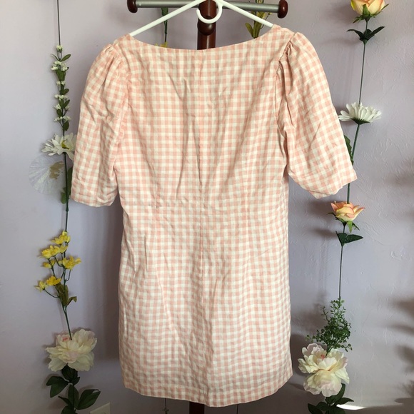 Revolve LPA Gingham Puff Sleeve Button Up Dress - Picture 4 of 6